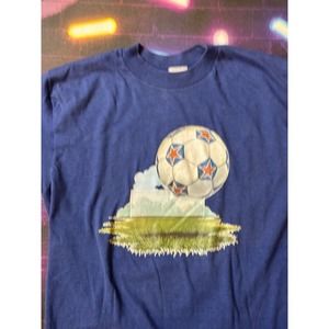 Vintage 80's Soccer ball Iron on size Small Faded tag